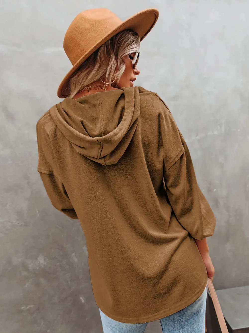 Buttoned Drop Shoulder Hoodie sold by Gigi Laurent product image thumbnail 2