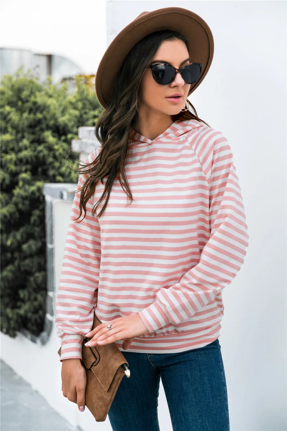 Horizontal Stripe Raglan Sleeve Hoodie sold by Gigi Laurent product image thumbnail 4