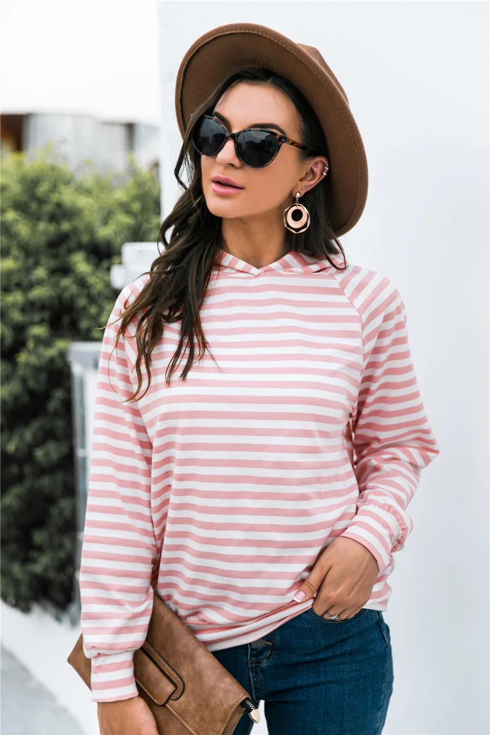 Horizontal Stripe Raglan Sleeve Hoodie sold by Gigi Laurent product image thumbnail 5