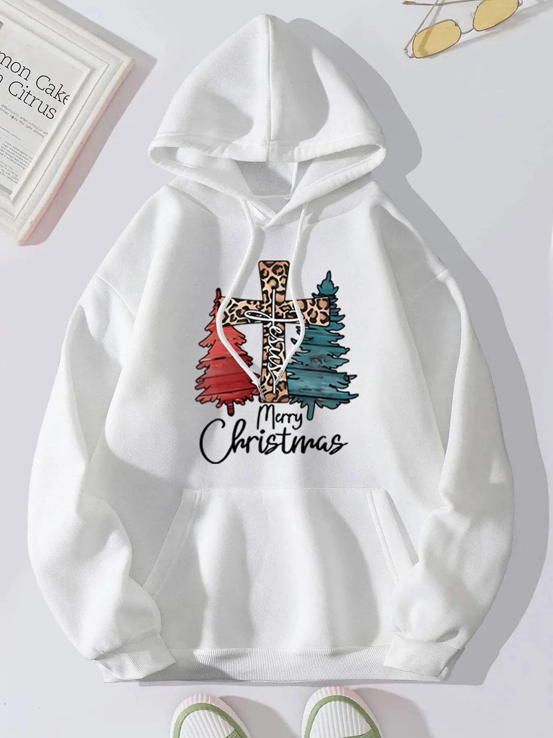 MERRY CHRISTMAS Graphic Drawstring Hoodie sold by Gigi Laurent product image thumbnail 4