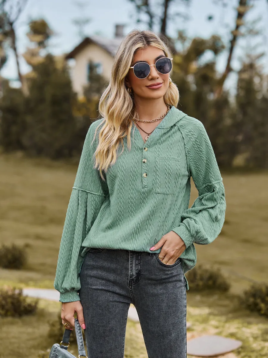 Cable-Knit Dropped Shoulder Hoodie sold by Gigi Laurent product image thumbnail 3