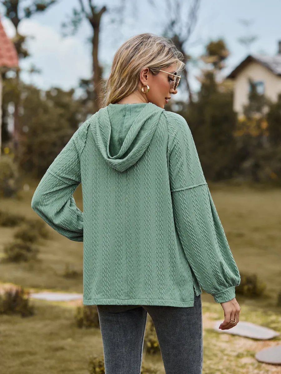 Cable-Knit Dropped Shoulder Hoodie sold by Gigi Laurent product image thumbnail 2