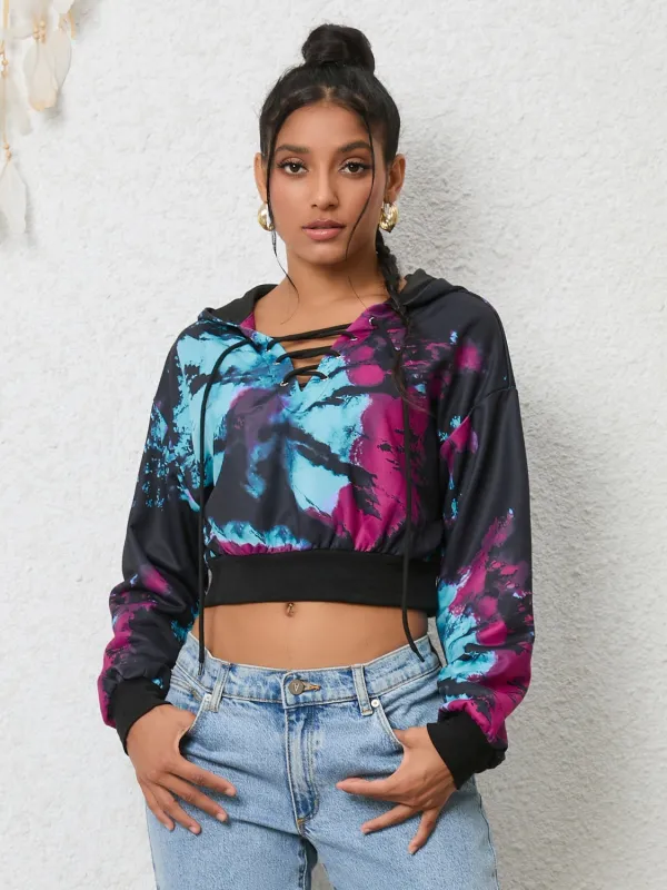 Tie-Dye Lace-Up Hoodie sold by Gigi Laurent