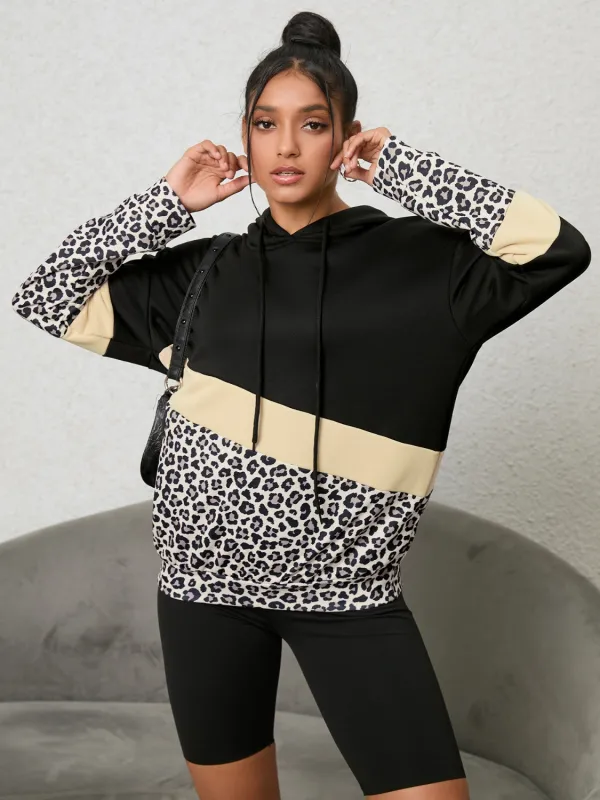Leopard Color Block Hoodie sold by Gigi Laurent