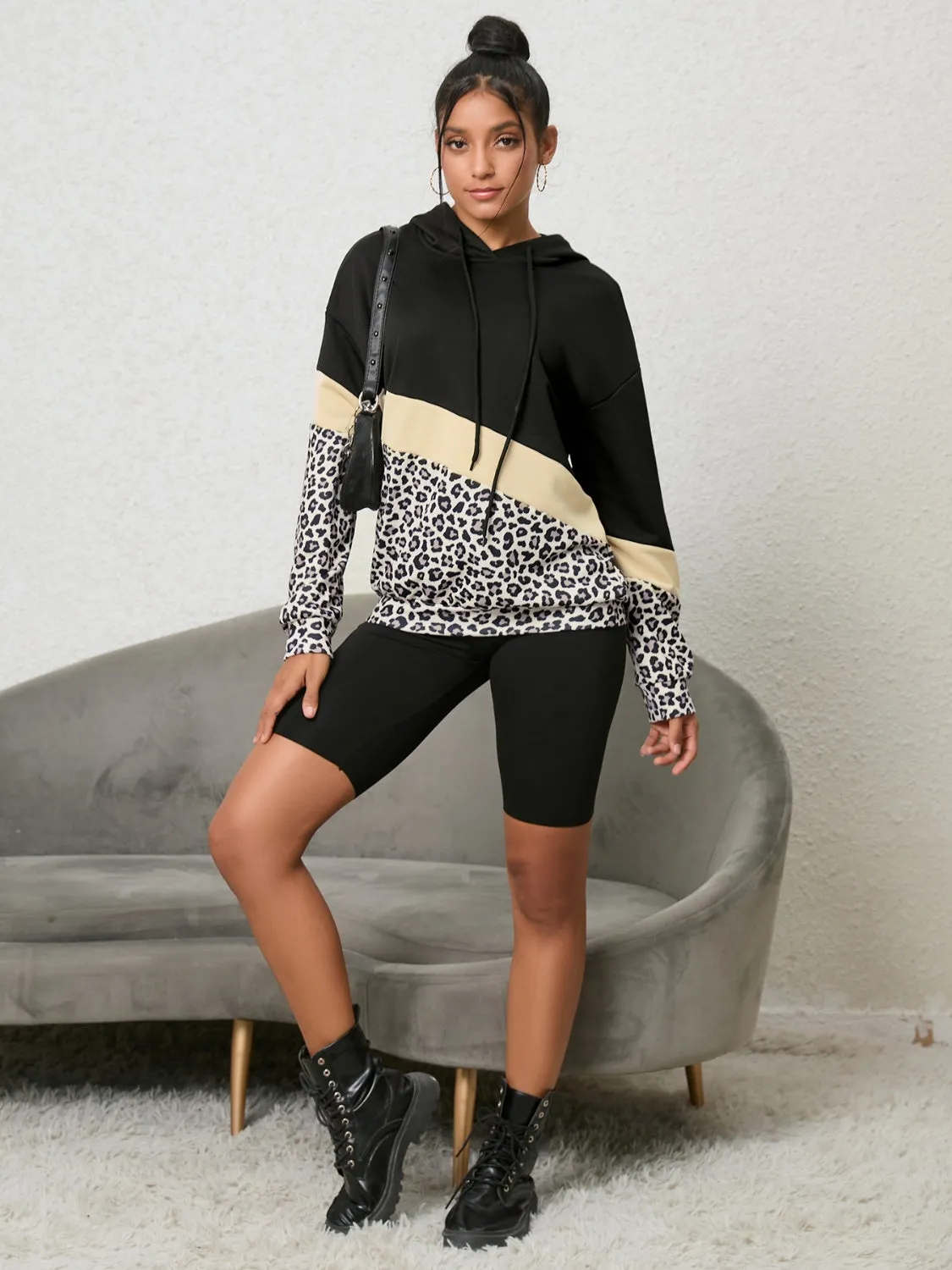 Leopard Color Block Hoodie sold by Gigi Laurent product image thumbnail 4