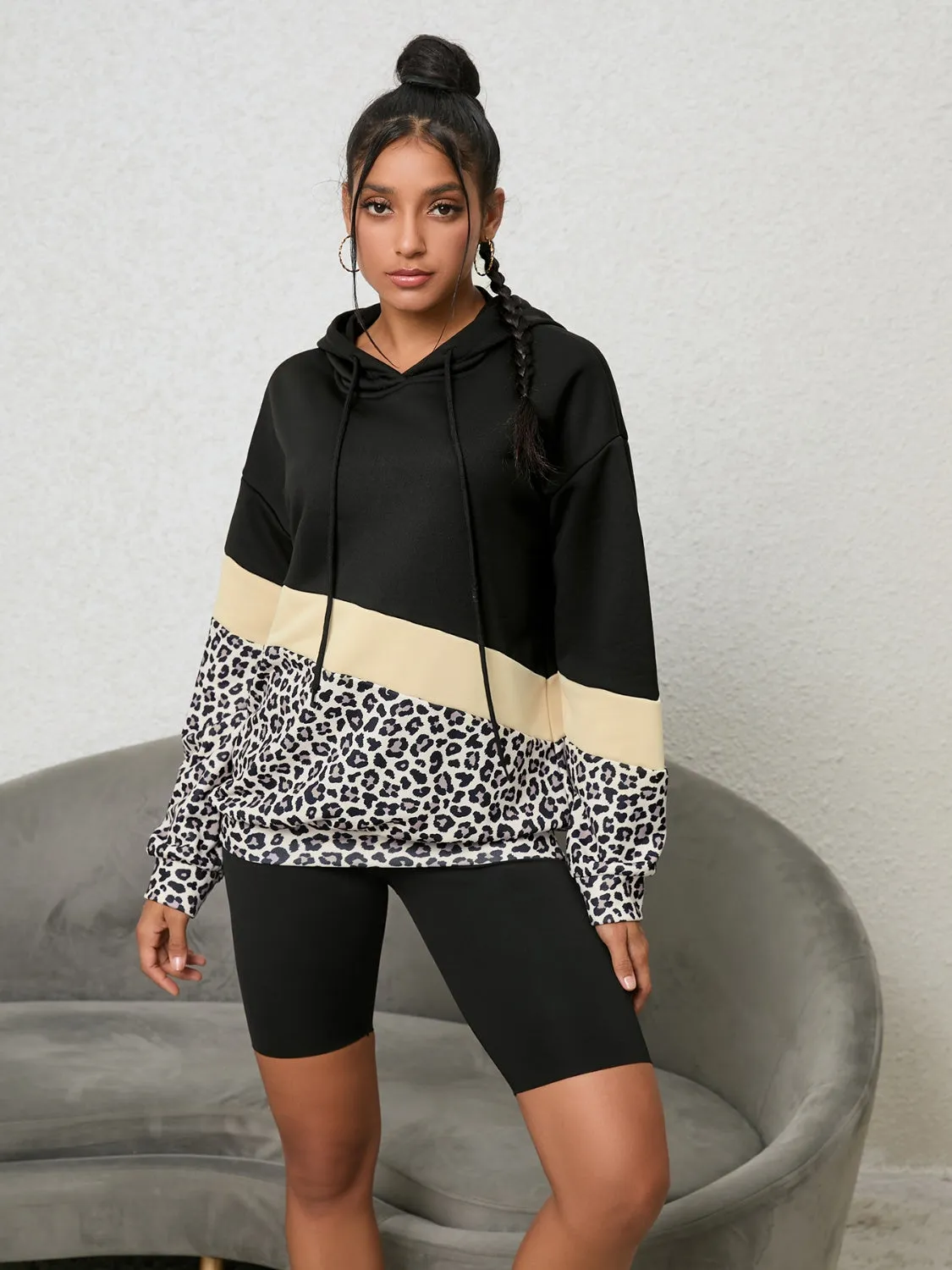 Leopard Color Block Hoodie sold by Gigi Laurent product image thumbnail 3