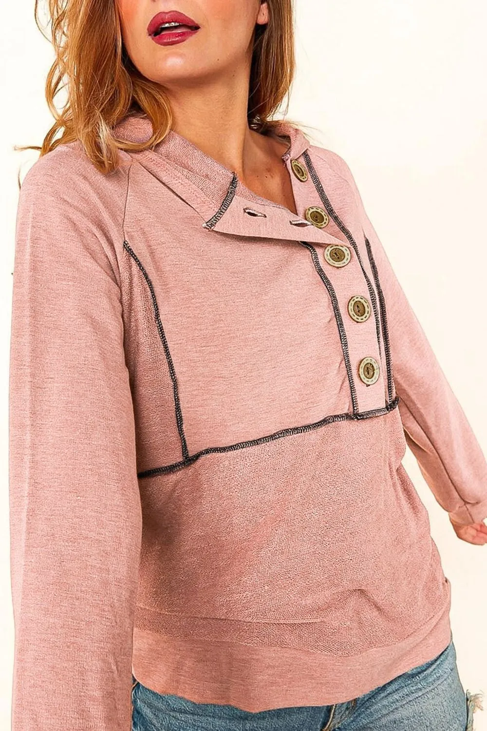 Buttoned Long Sleeve Hoodie sold by Gigi Laurent product image thumbnail 4