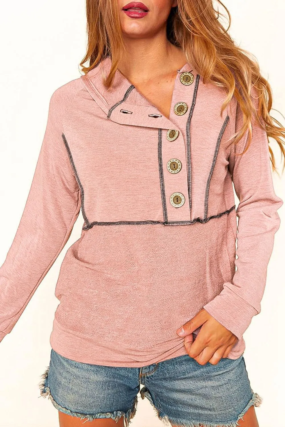 Buttoned Long Sleeve Hoodie sold by Gigi Laurent product image thumbnail 3