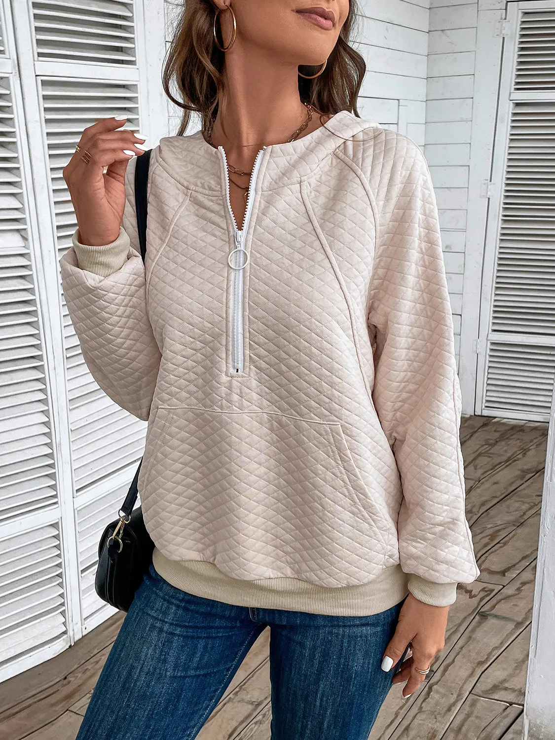 Perfee Half Zip Hoodie with Pocket sold by Gigi Laurent product image thumbnail 3