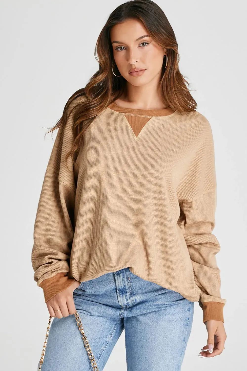 Waffle-Knit Long Sleeve Sweatshirt sold by Gigi Laurent product image thumbnail 2