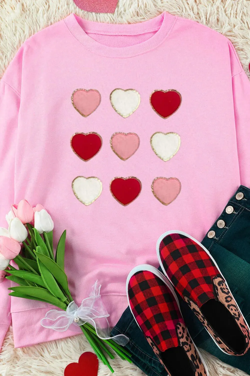Contrast Heart Long Sleeve Sweatshirt sold by Gigi Laurent product image thumbnail 3