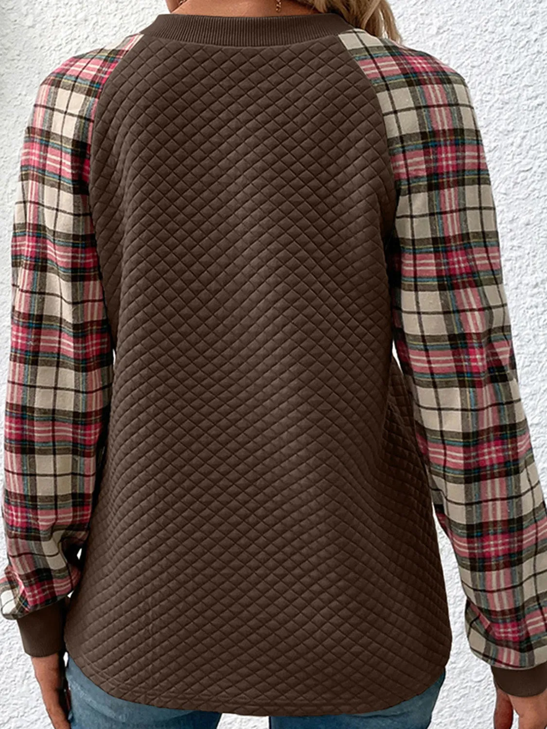 Plaid Round Neck Sweatshirt sold by Gigi Laurent product image thumbnail 5