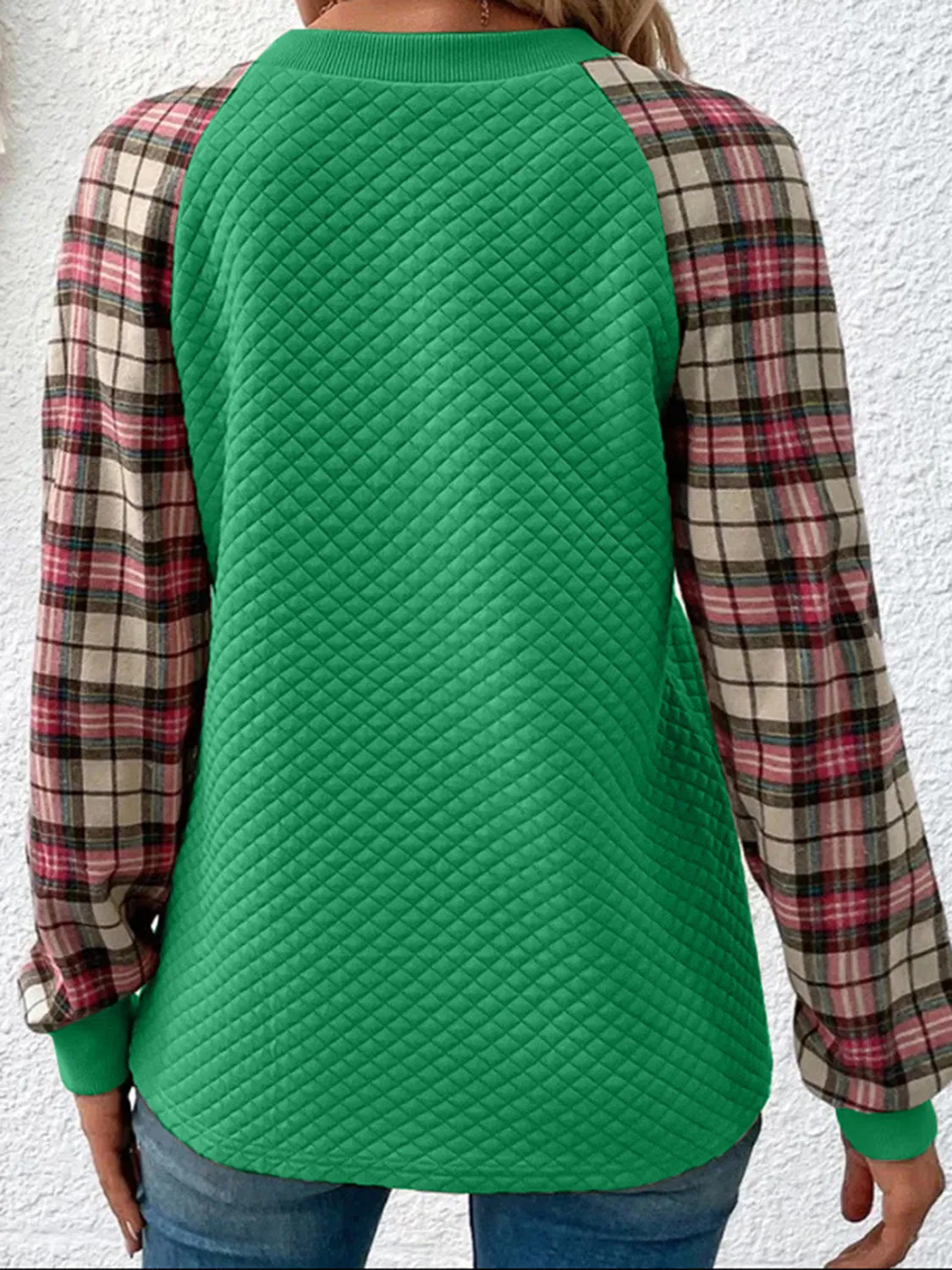 Plaid Round Neck Sweatshirt sold by Gigi Laurent product image thumbnail 2