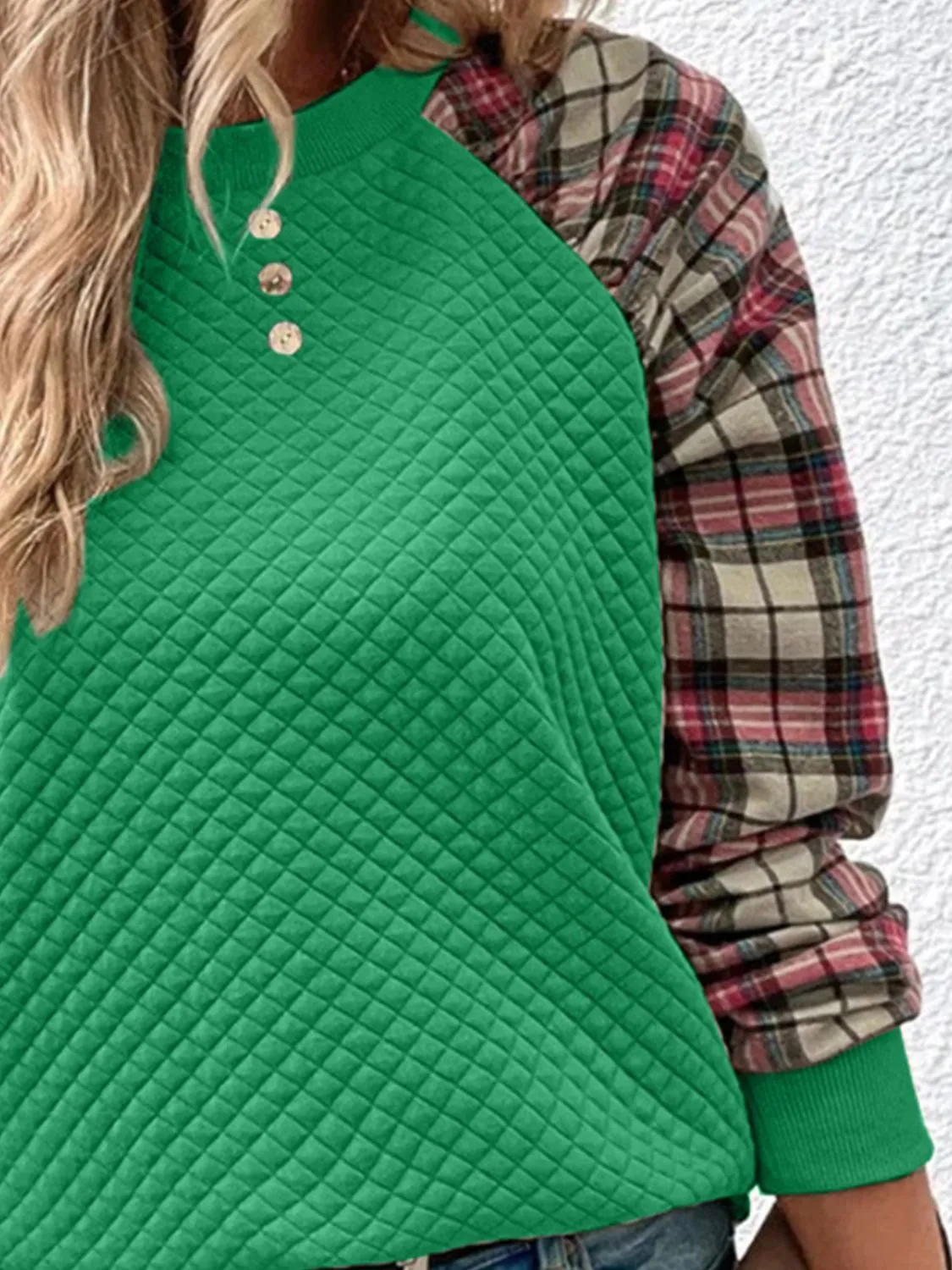Plaid Round Neck Sweatshirt sold by Gigi Laurent product image thumbnail 3