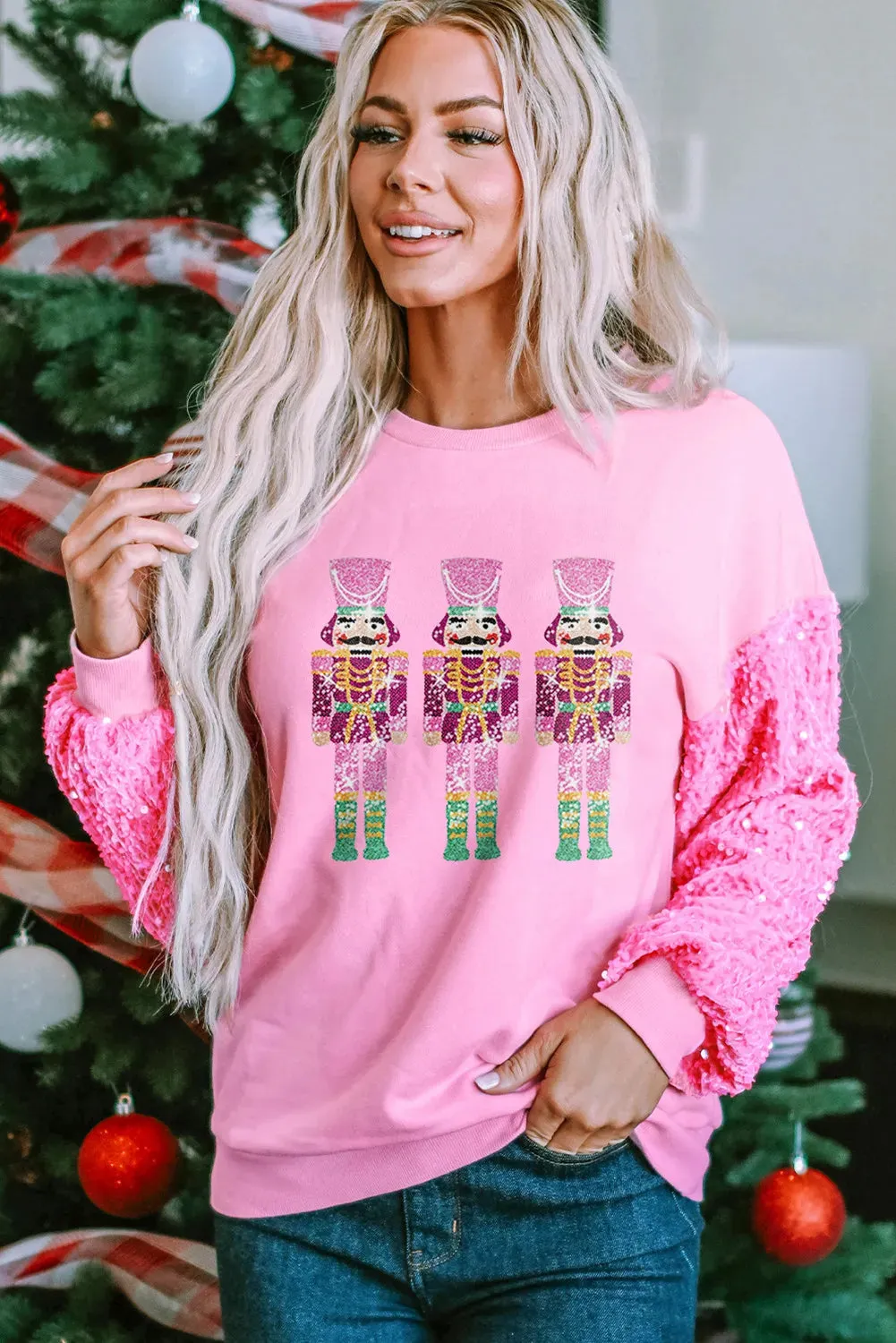 Sequin Nutcracker Dropped Shoulder Sweatshirt sold by Gigi Laurent