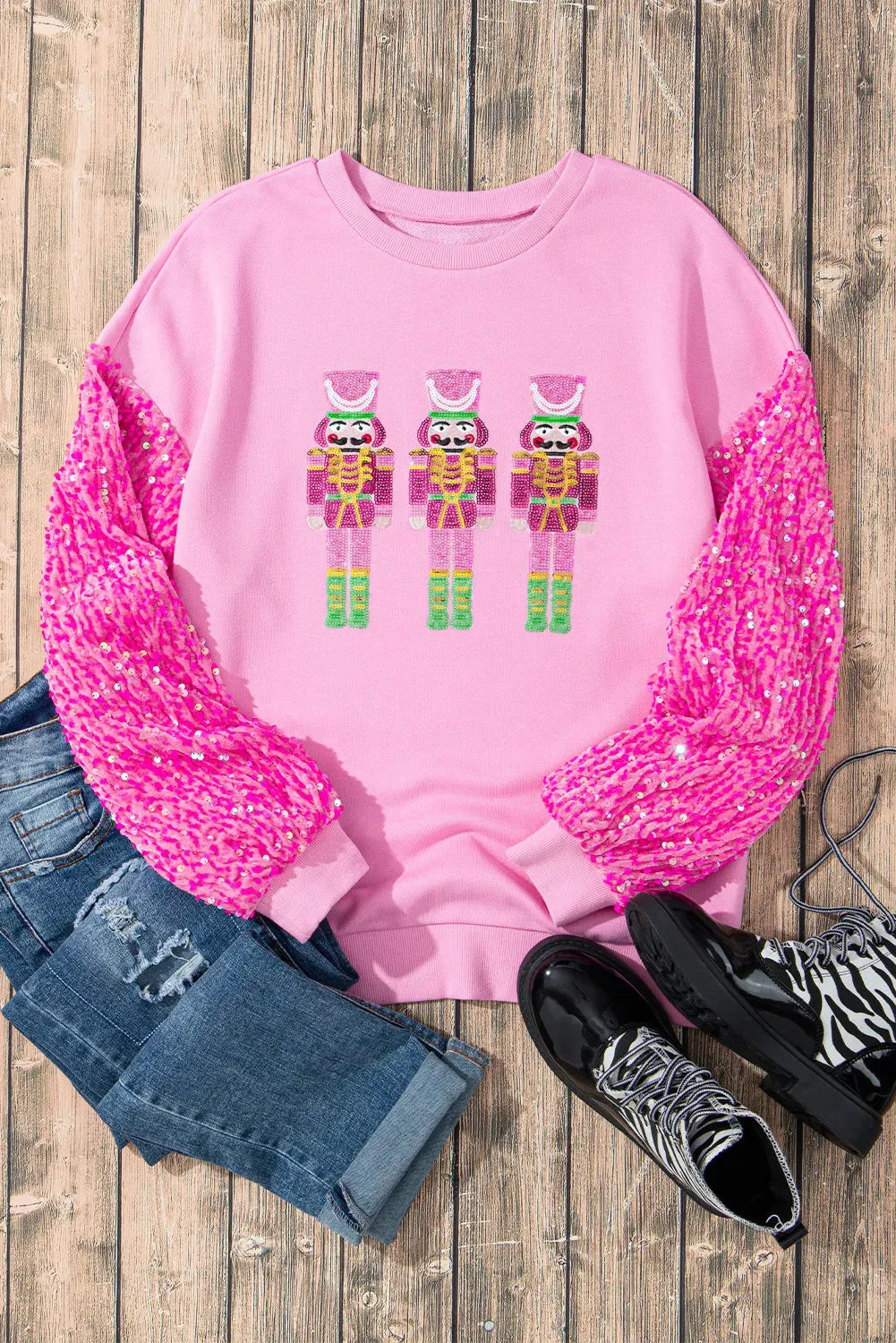 Sequin Nutcracker Dropped Shoulder Sweatshirt sold by Gigi Laurent product image thumbnail 3