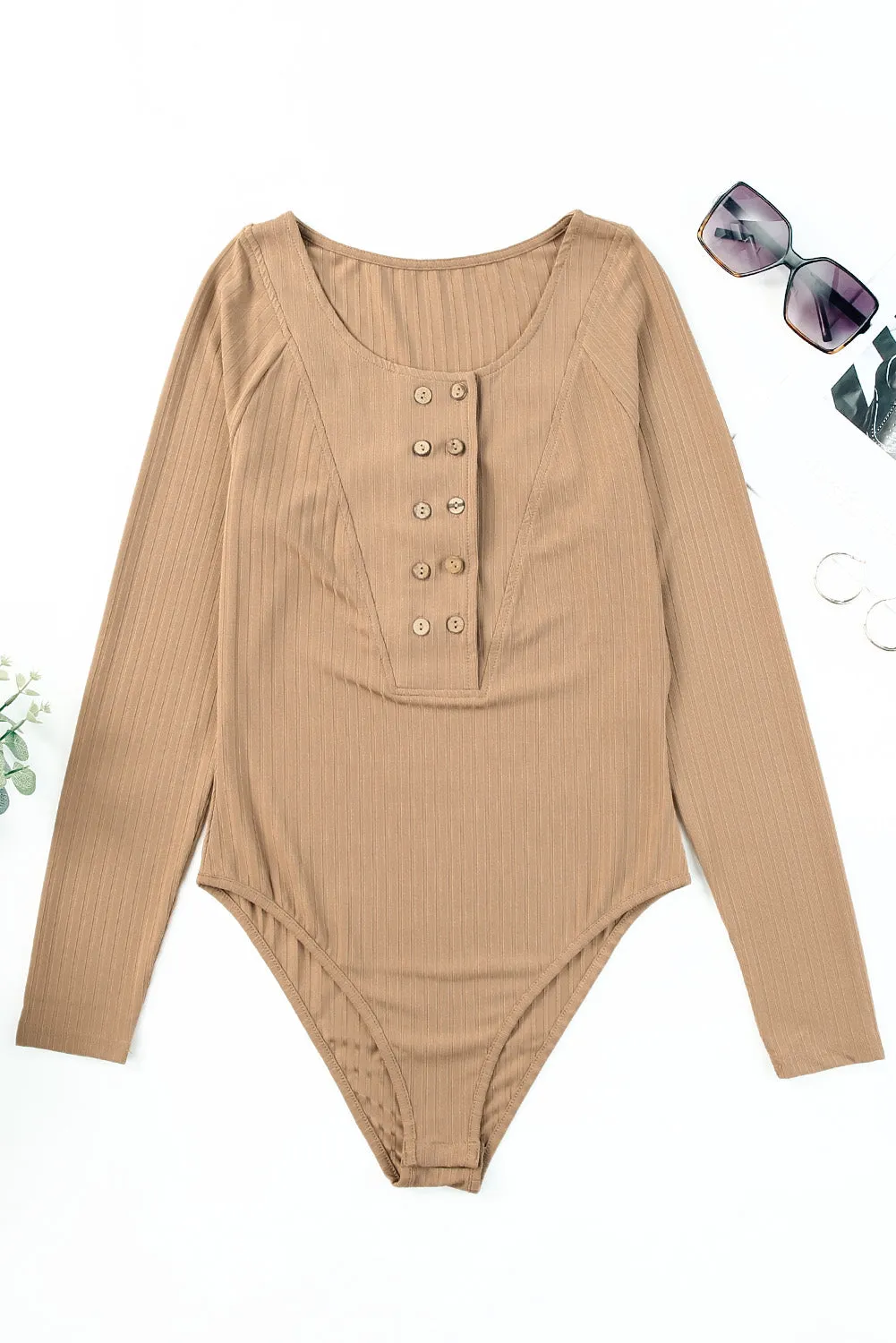 Ribbed Buttoned Long Sleeve Bodysuit sold by Gigi Laurent product image thumbnail 4