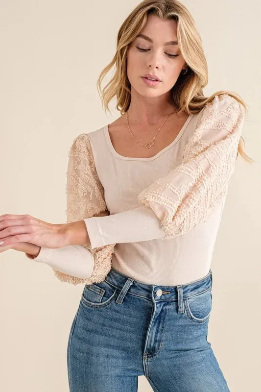 And The Why Textured Puff Sleeve Bodysuit sold by Gigi Laurent product image thumbnail 3