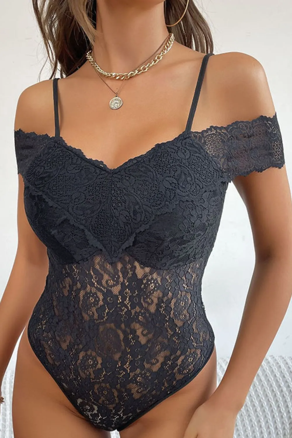 Perfee Lace Cold-Shoulder Bodysuit sold by Gigi Laurent product image thumbnail 2