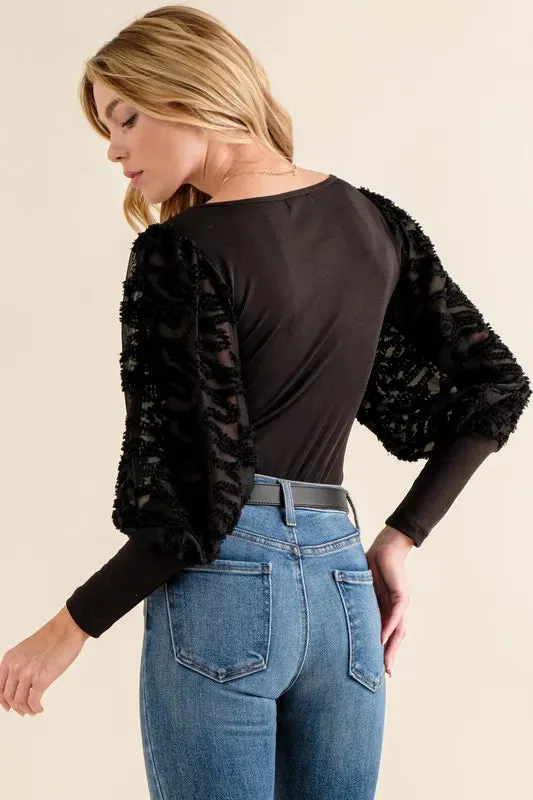 And The Why Textured Puff Sleeve Bodysuit sold by Gigi Laurent product image thumbnail 3