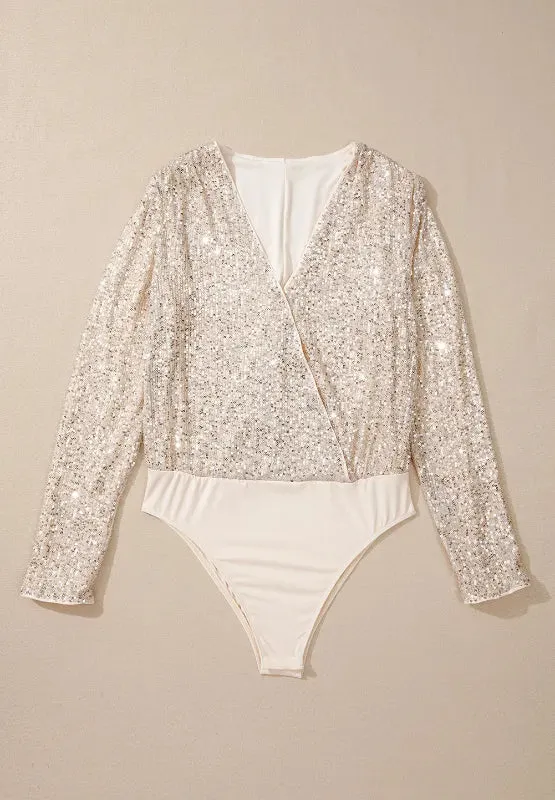 Sequin Surplice Long Sleeve Bodysuit sold by Gigi Laurent product image thumbnail 5