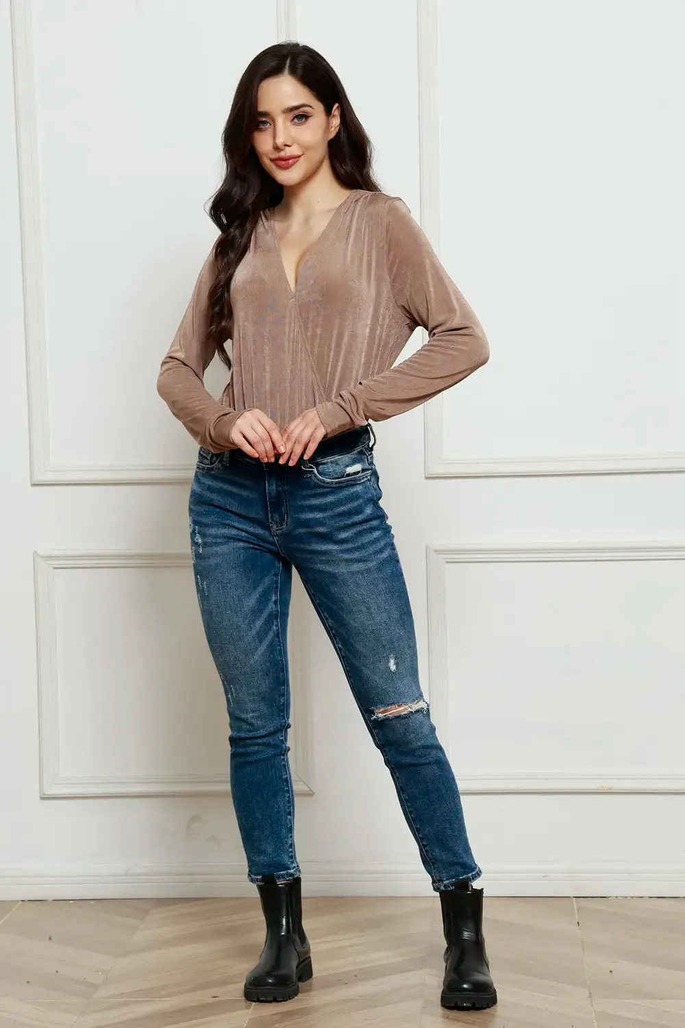 V-Neck Long Sleeve Bodysuit sold by Gigi Laurent product image thumbnail 4
