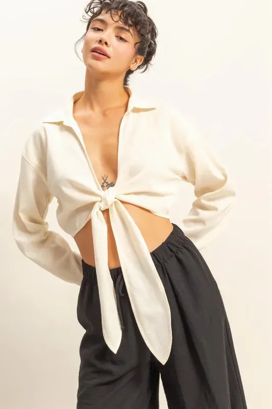 HYFVE Washed Tie Front Crop Top sold by Gigi Laurent product image thumbnail 3