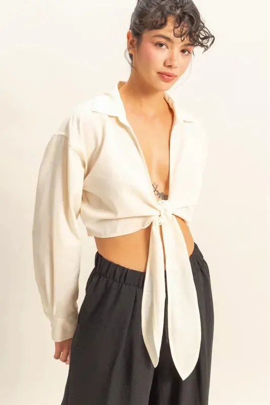 HYFVE Washed Tie Front Crop Top sold by Gigi Laurent product image thumbnail 2