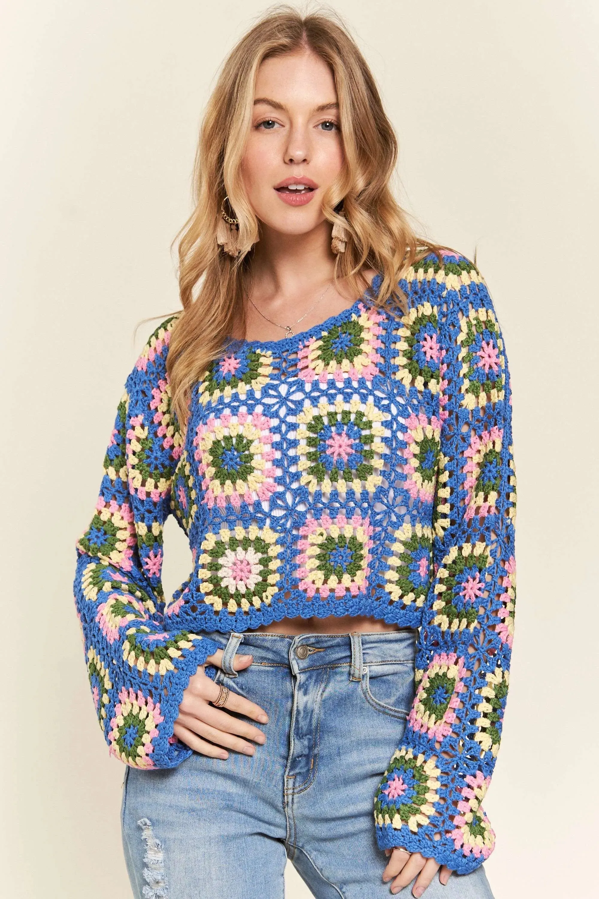 ADORA Multicolor Crochet Crop Top sold by Gigi Laurent product image thumbnail 2