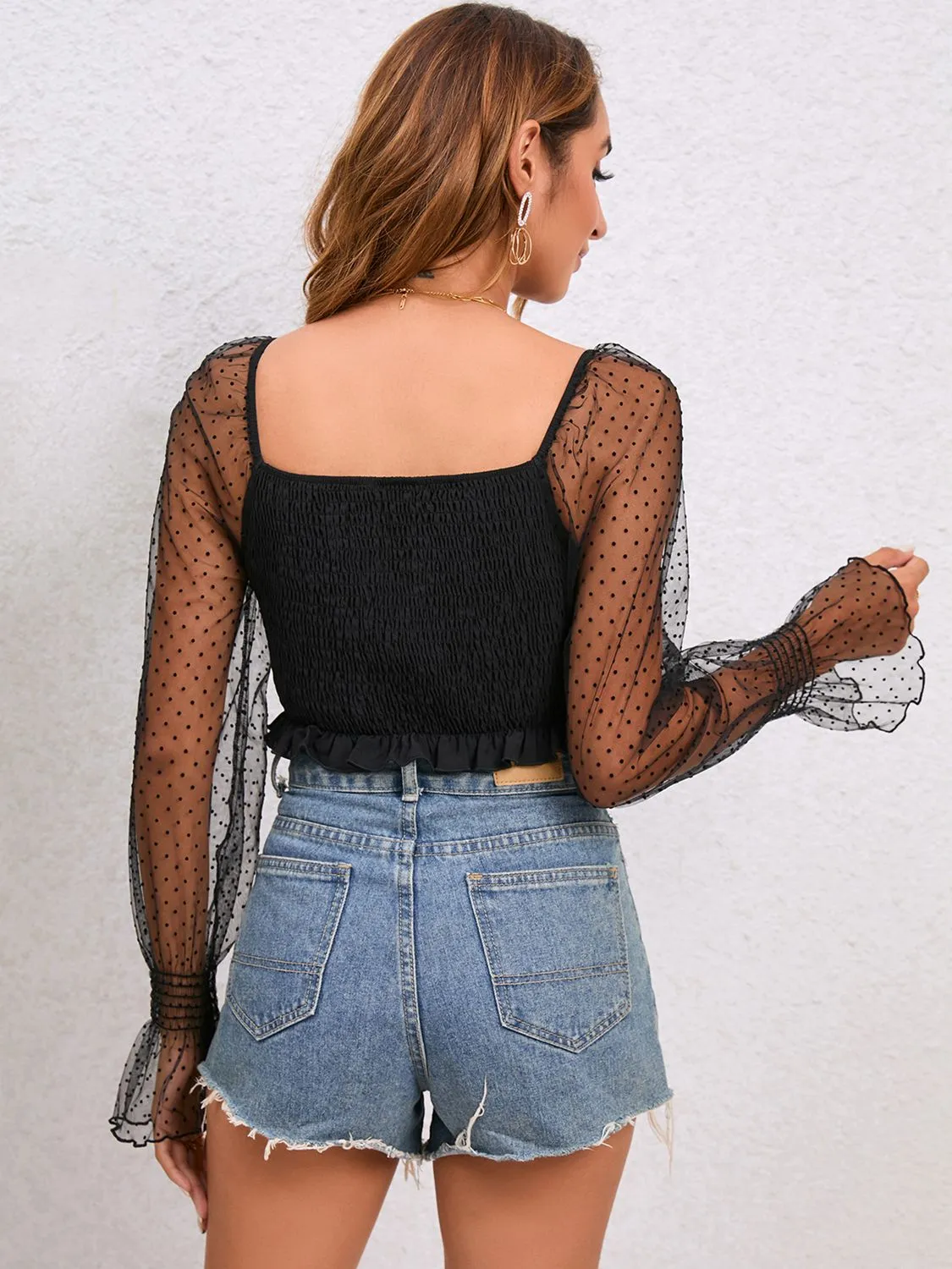 Drawstring Flounce Sleeve Cropped Top sold by Gigi Laurent product image thumbnail 5