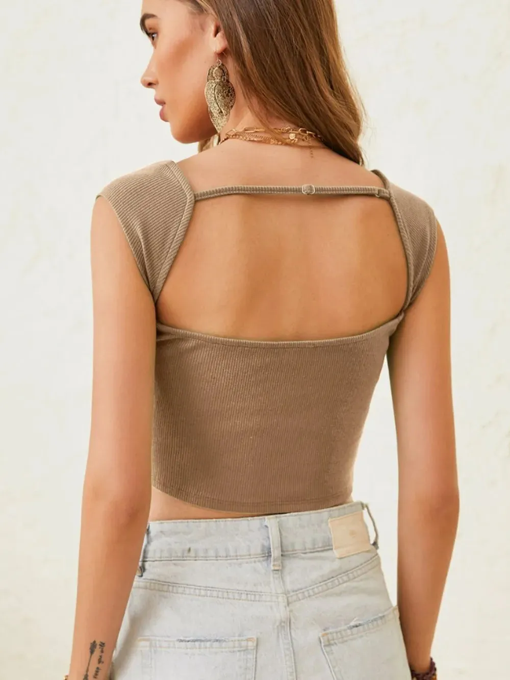 Cutout Cap Sleeve Crop Top sold by Gigi Laurent product image thumbnail 2