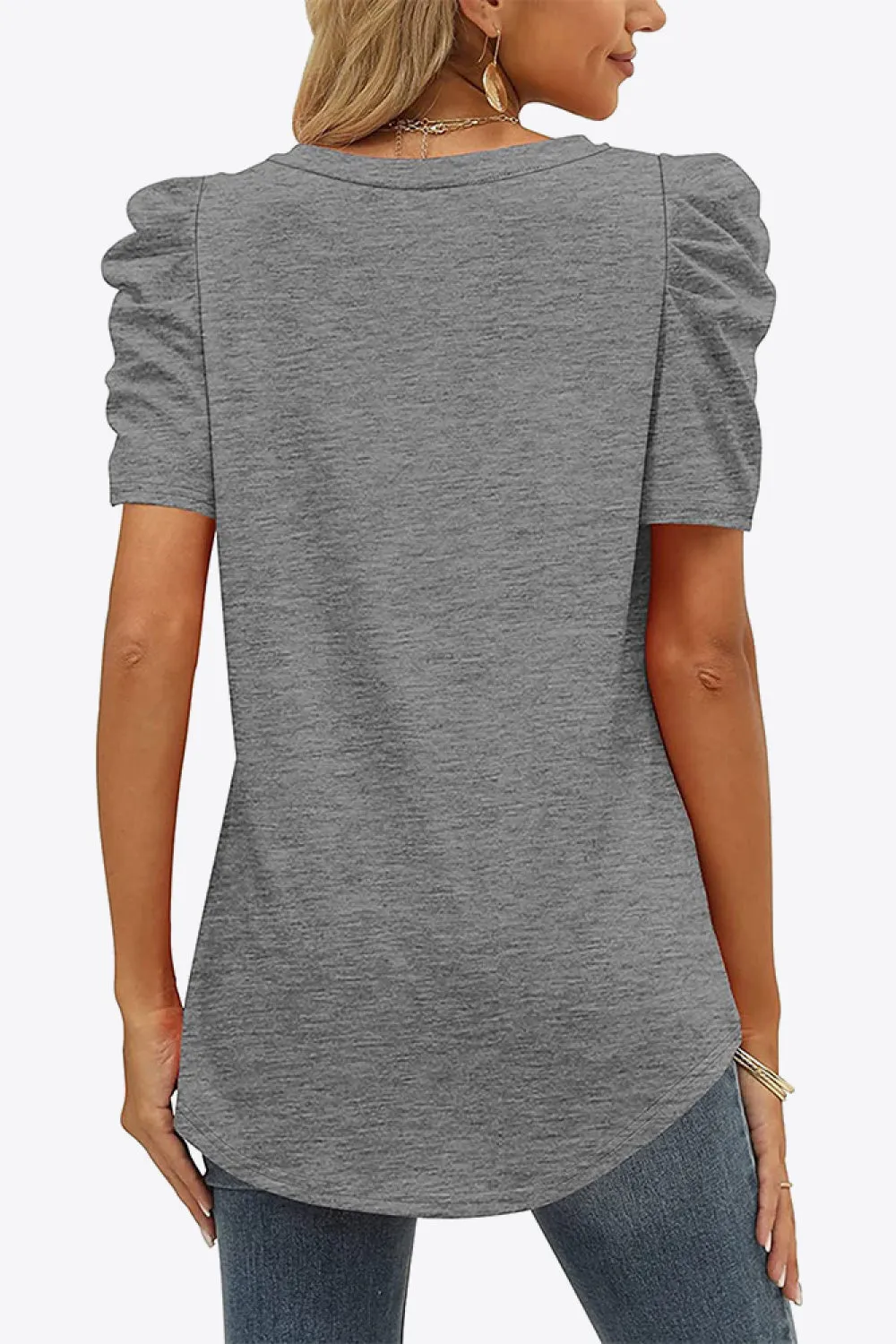 V-Neck Puff Sleeve Tee sold by Gigi Laurent product image thumbnail 2