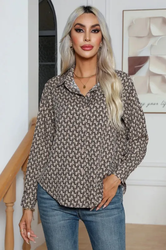 Printed Buttoned Long Sleeve Shirt sold by Gigi Laurent