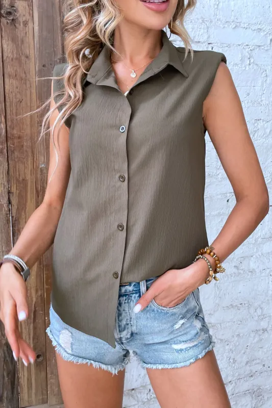 Collared Neck Sleeveless Shirt sold by Gigi Laurent