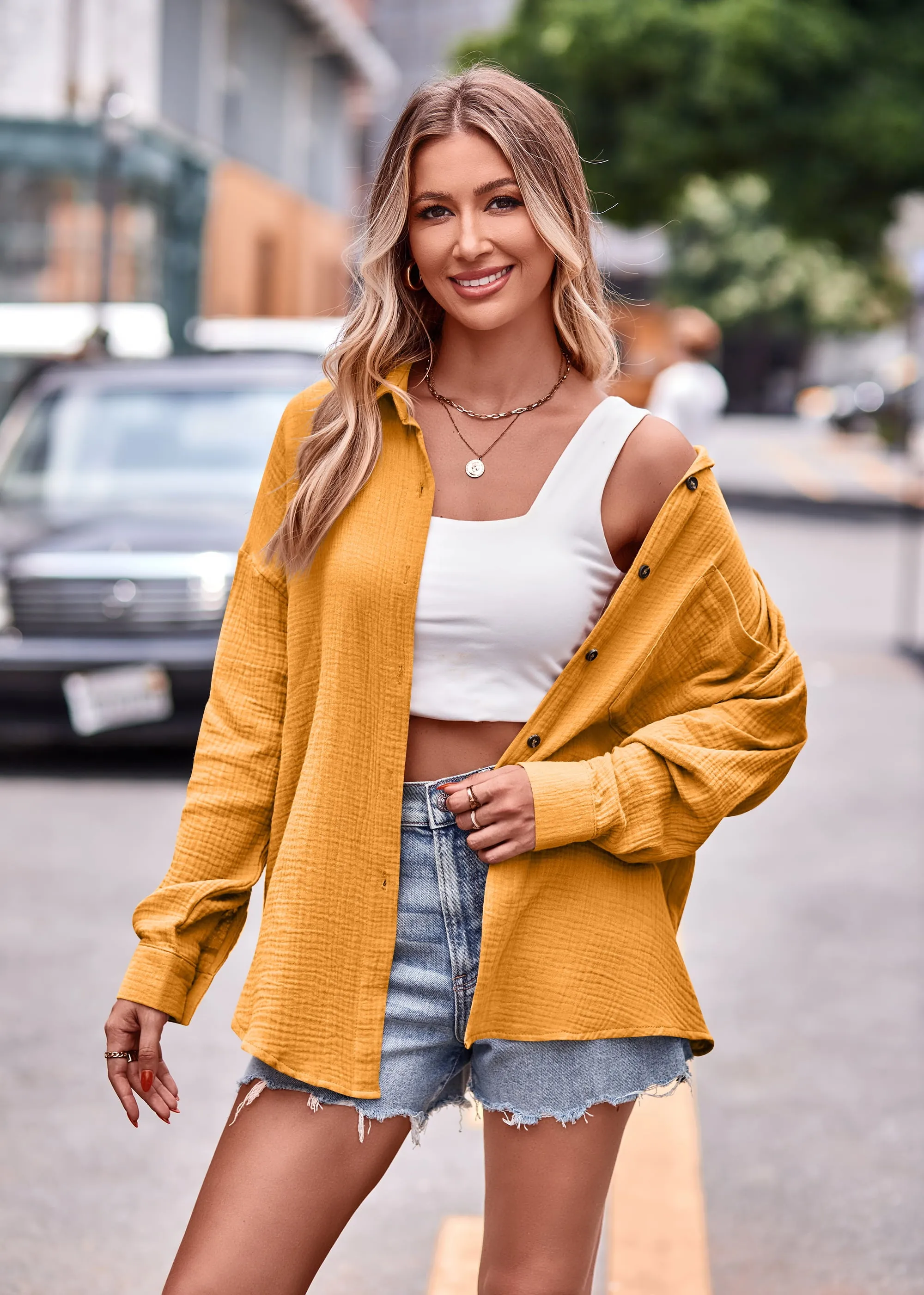 Textured Dropped Shoulder Longline Shirt sold by Gigi Laurent product image thumbnail 5