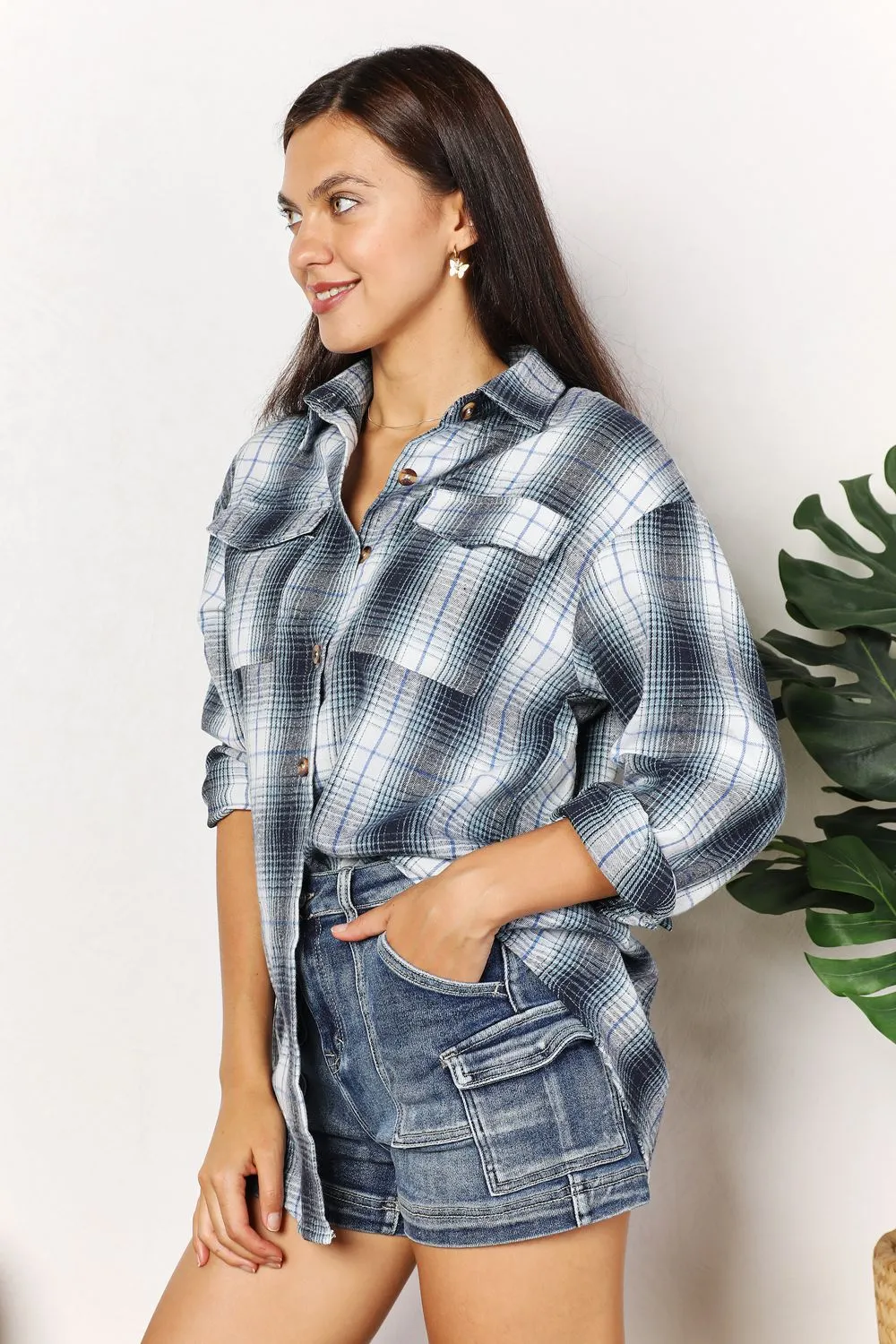 Mandy Plaid Dropped Shoulder Shirt sold by Gigi Laurent product image thumbnail 3