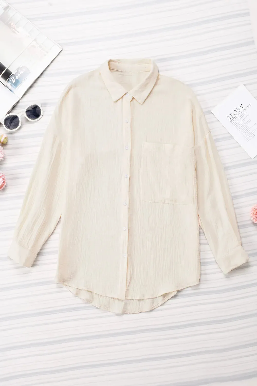 Textured Pocketed Button Up Shirt sold by Gigi Laurent