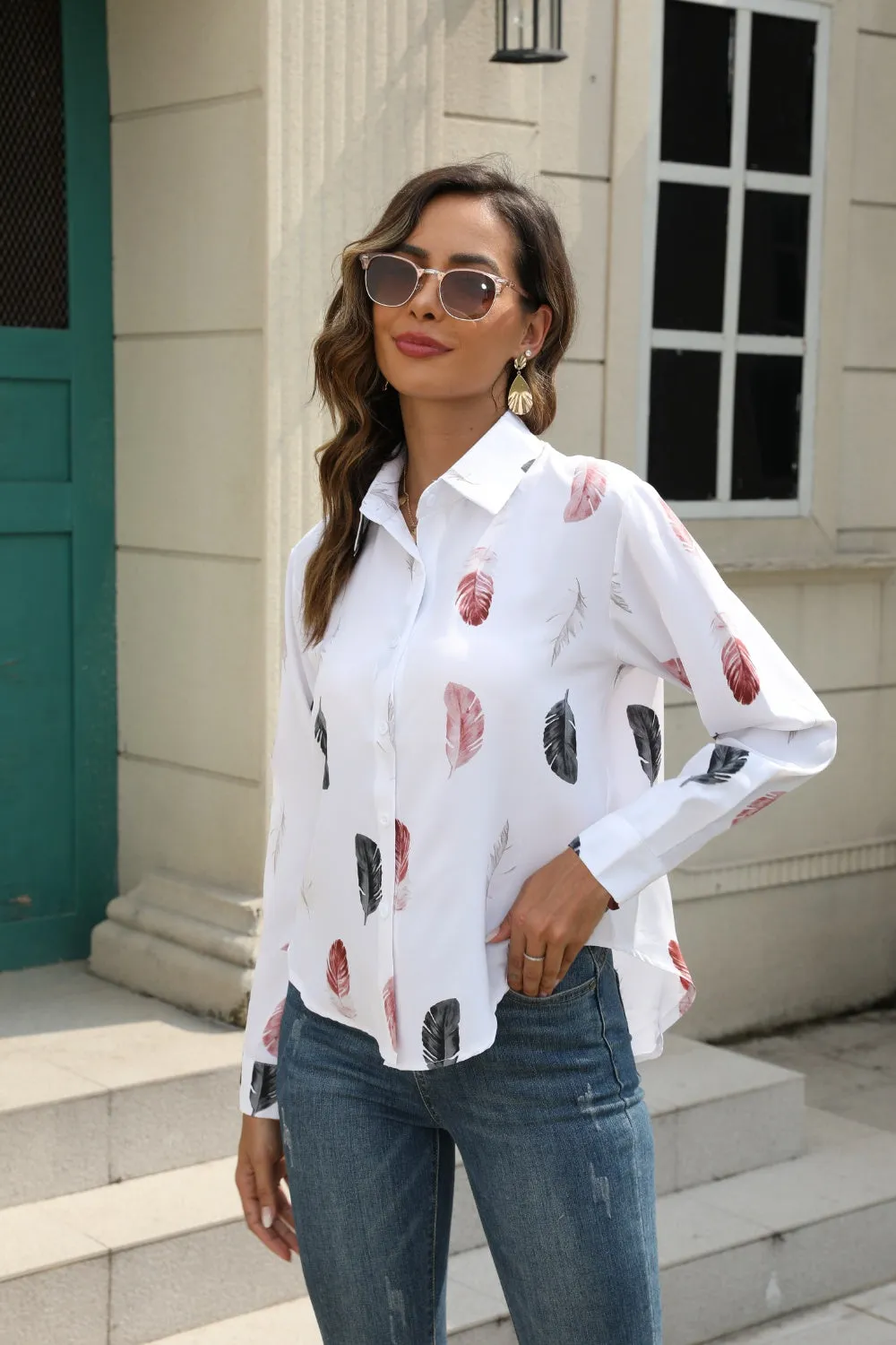 Printed Collared Neck Buttoned Shirt sold by Gigi Laurent product image thumbnail 5
