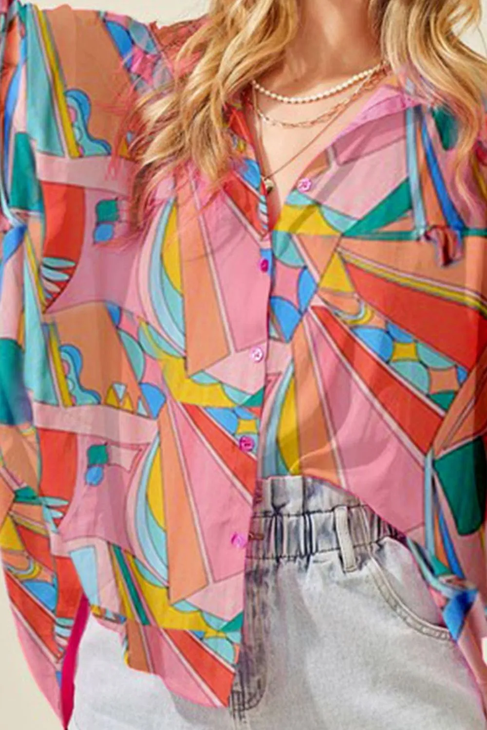Printed Dolman Sleeve Collared Shirt sold by Gigi Laurent product image thumbnail 3