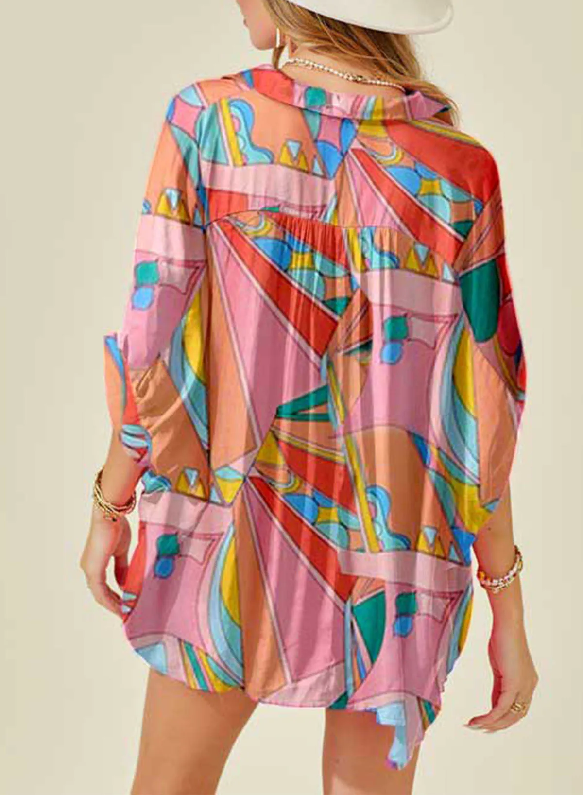 Printed Dolman Sleeve Collared Shirt sold by Gigi Laurent product image thumbnail 2