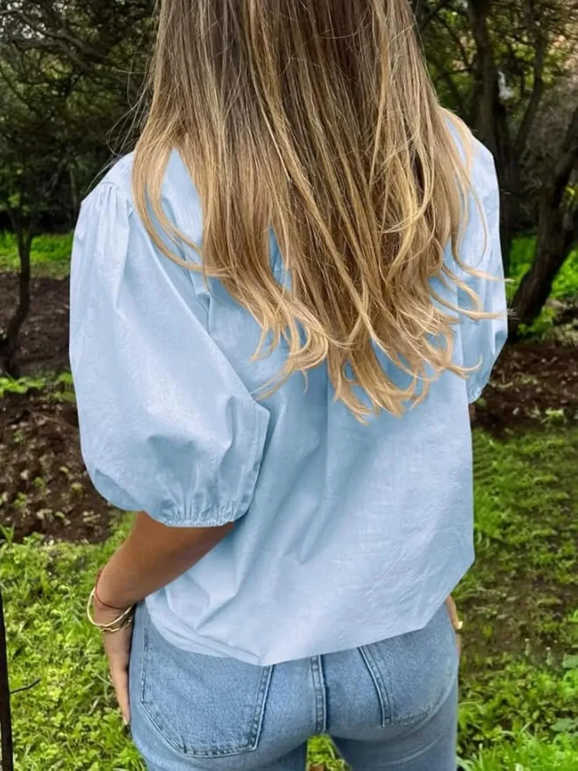 Button Down Puff Sleeve Shirt sold by Gigi Laurent product image thumbnail 3