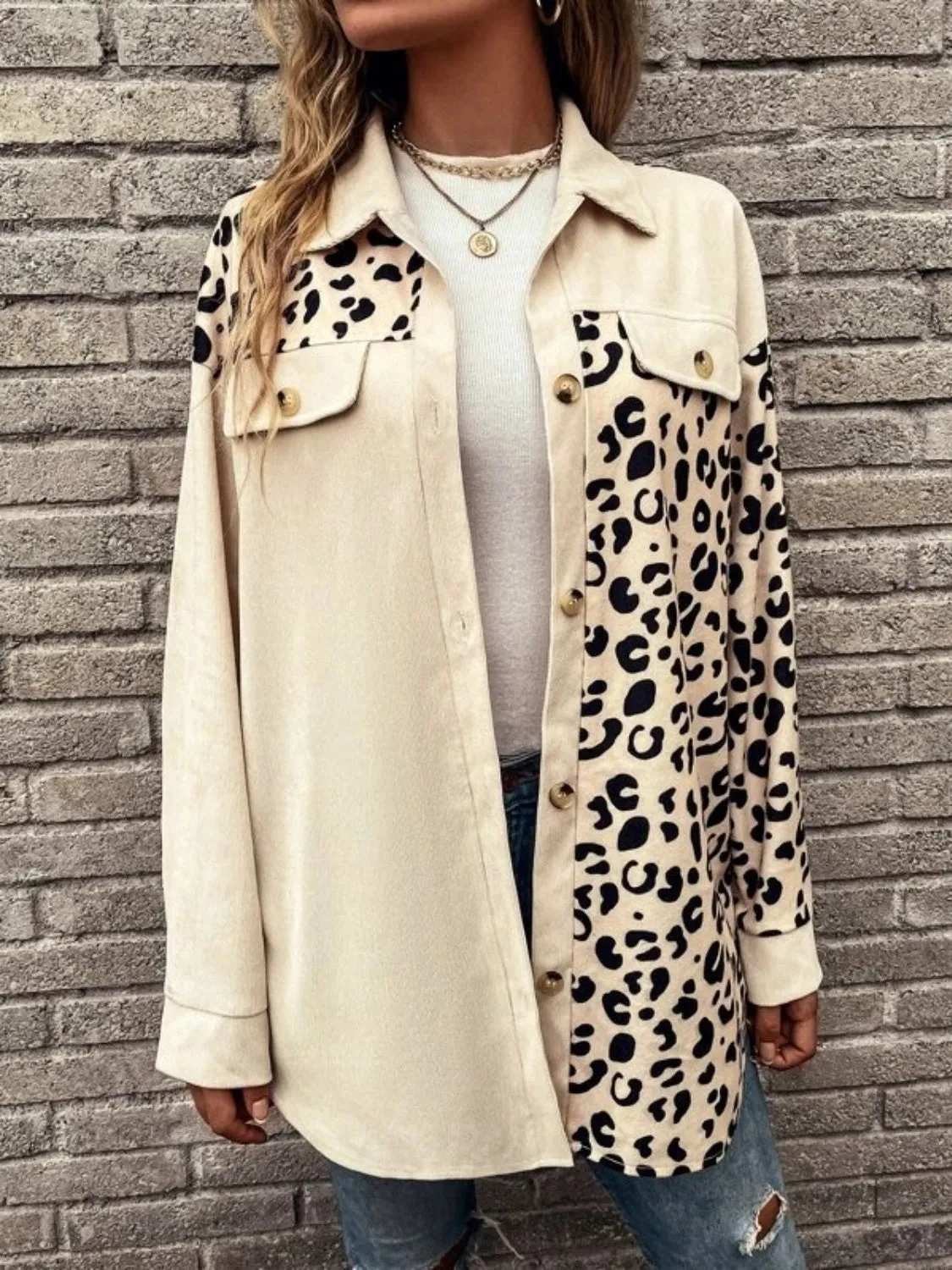 Full Size Leopard Collared Shirt sold by Gigi Laurent