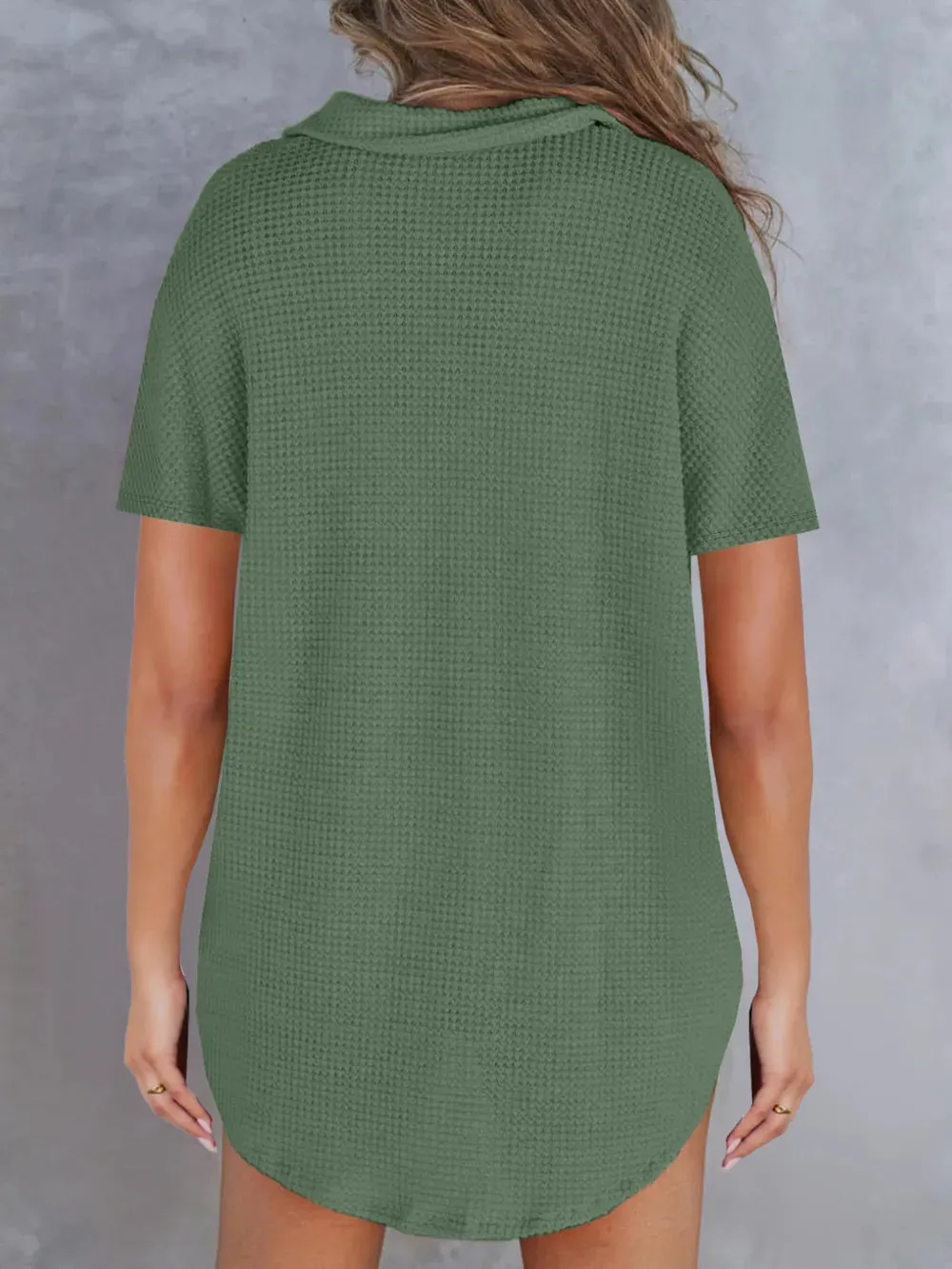Waffle-Knit Short Sleeve Polo Shirt sold by Gigi Laurent product image thumbnail 2