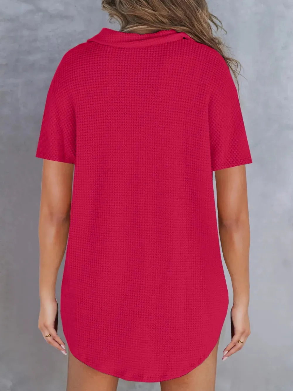 Waffle-Knit Short Sleeve Polo Shirt sold by Gigi Laurent product image thumbnail 5