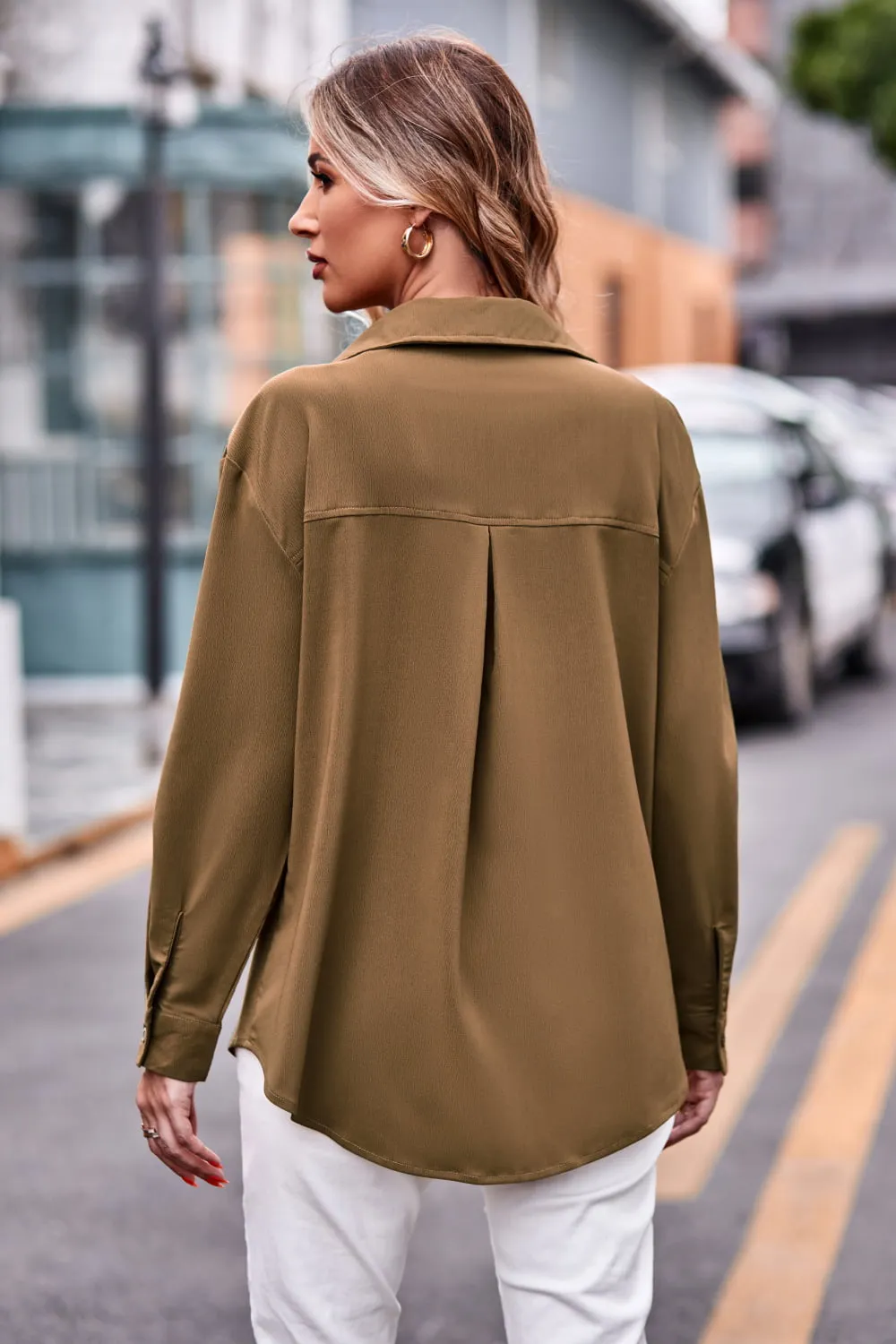 Dropped Shoulder Longline Shirt with Pockets sold by Gigi Laurent product image thumbnail 2