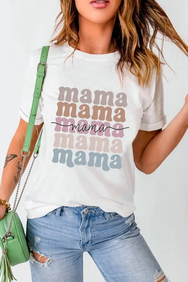 MAMA Letter Crew Neck Tee sold by Gigi Laurent