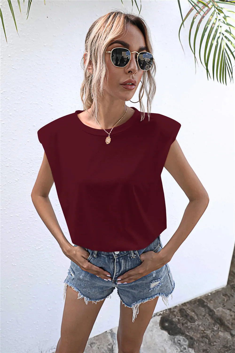 Round Neck Cap Sleeve Tee sold by Gigi Laurent product image thumbnail 4