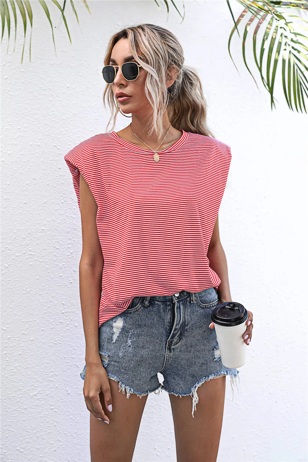 Round Neck Cap Sleeve Tee sold by Gigi Laurent product image thumbnail 3