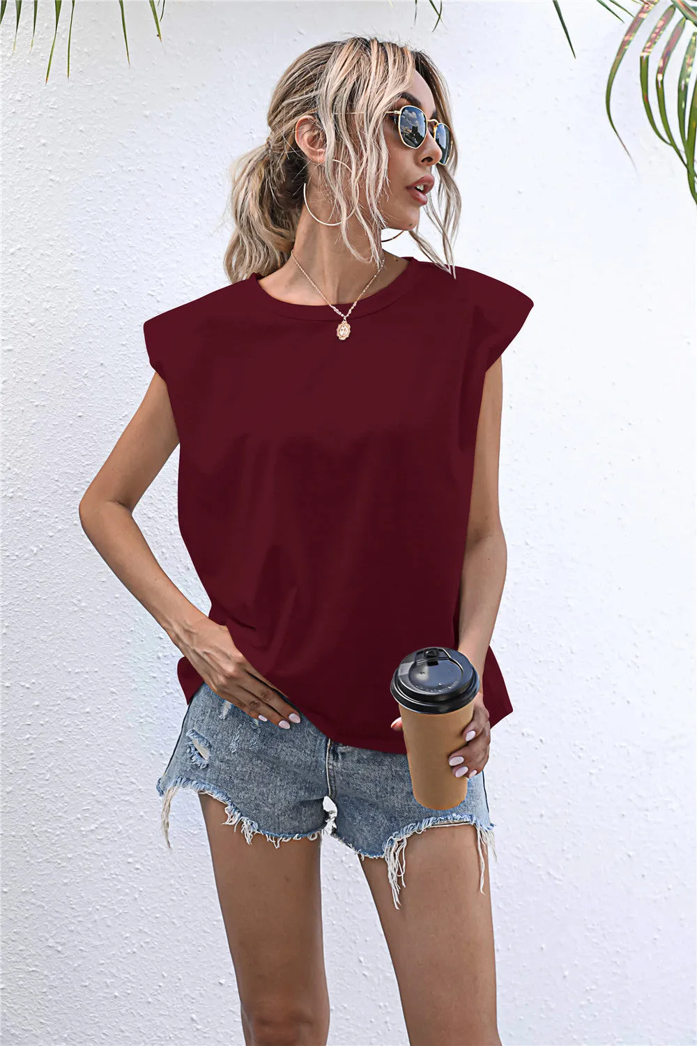 Round Neck Cap Sleeve Tee sold by Gigi Laurent product image thumbnail 5