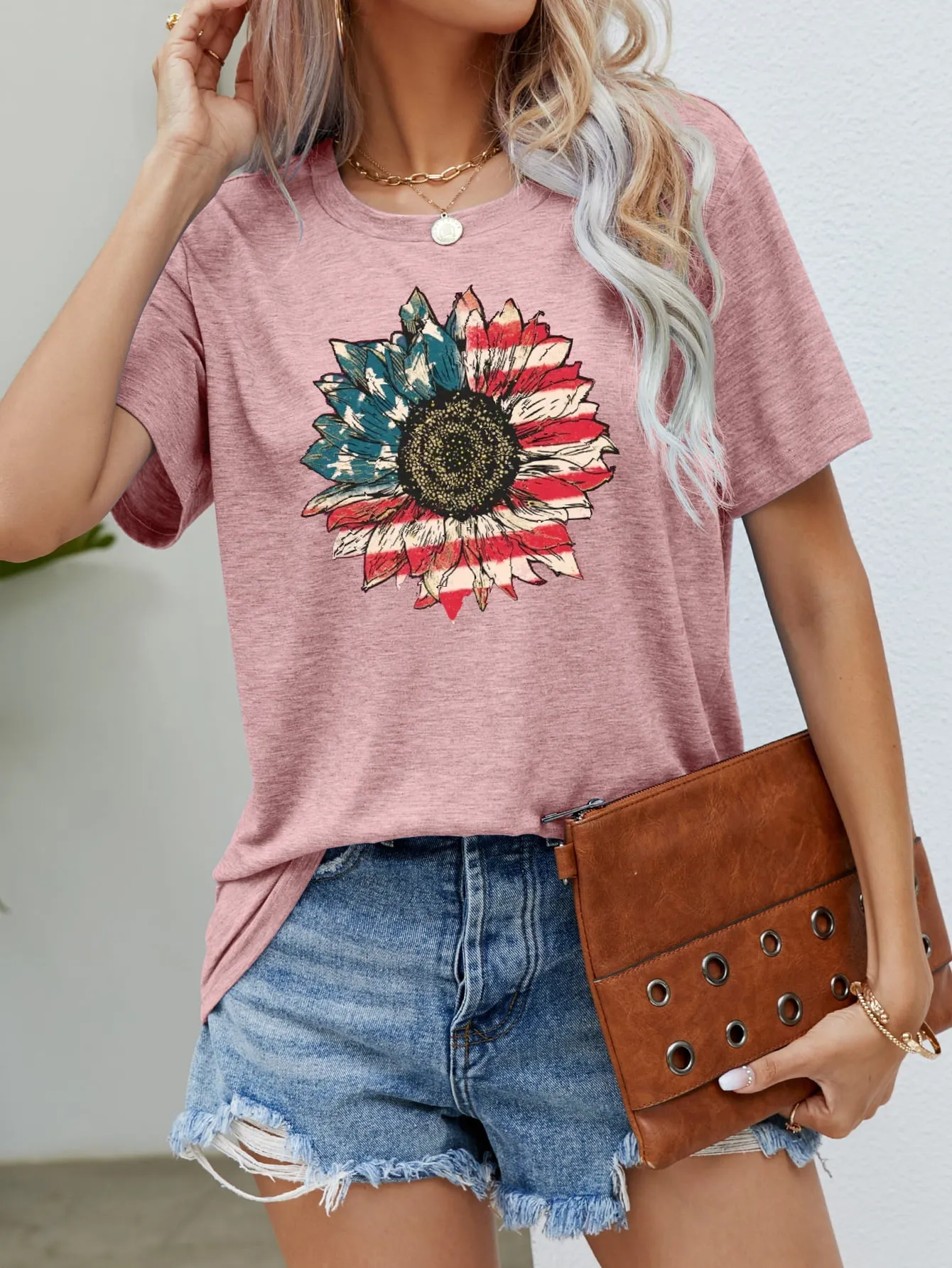 US Flag Flower Graphic Tee sold by Gigi Laurent product image thumbnail 4